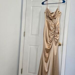 Glamorous Gold Satin Mermaid Gown‎